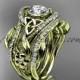 14kt yellow gold diamond celtic trinity knot wedding ring, engagement ring with a double matching band CT7211S