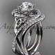 14kt white gold diamond celtic trinity knot wedding ring, engagement set CT7320S
