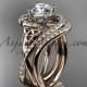 14kt rose gold diamond celtic trinity knot wedding ring, engagement set CT7320S