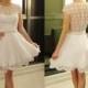 2015 New Vestido Branco Curto Renda Short Lace Dress Chiffon Bridesmaid Dresses Pearls Sash Knee Long Online with $81.6/Piece on Hjklp88's Store 