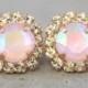 Pink Crystal Earrings,Pink Powder Swarovski Earrings,Pink Blush AB Crystal Earrings,Bridesmaids Pink Earrings,Pink Rose Gold Swarovski Studs