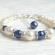 Bridesmaids Gifts Bracelet - Dark Blue Ivory Jewelry Bracelet - Bridesmaid Jewelry - Wedding Jewelry - Beaded Jewelry Bridesmaid Bracelet