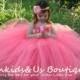 Coral Flower Girl Dress with Corals pink Shabby Flowers -Dress Tulle Dress Wedding Dress Birthday Dress Toddler Tutu Dress 1t 2t 3t 4t 5t
