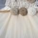 Rustic Flower Girl Dress -Cream/Ivory Tutu/Rustic Flower Girl/Country Flower Girl Dress -Lace Romper-Country Wedding-Vintage Wedding-Romper