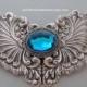 Wedding  hair barrette Vintage Victorian style Rhinestone, crystal blue silver bridal accessory