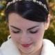 Gold Flower and Rhinestone Bridal Headband, Gold Pearl Wedding Hairband, Gold Wedding Head piece