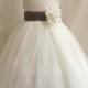 Flower Girl Dresses - IVORY with Gray Dark (FD0FL) - Wedding Easter Junior Bridesmaid - For Children Toddler Kids Teen Girls