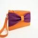 Promotional sale   -Bridesmaid clutches ,Bow wristelt clutch,bridesmaid gift ,wedding gift ,orange purple