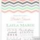 Mint & Coral Bridal Shower Invitations - Printed, Grey Taupe Couples Engagement Party Pink Green Chevron Typography Baby Sprinkle Summer