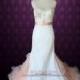 SALE - 40% OFF Size 4 Ready to Ship Vintage Petite Wedding Dress Slim A-line Lace Wedding Dress with Blush Pink Organza Ruffle Train