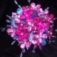 hot pink and aqua blue bridesmaid bouquet, fuchsia and turquoise maid of honor bouquet, alternative bouquet, bridesmaid brooch bouuqet