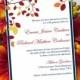 Autumn Wedding Invitation Template - "Muskoka" Marine Burgundy Autumn Wedding - Rustic Leaves Invitation - Fall Wedding Invitation Printable