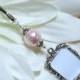Wedding bouquet & Memorial photo frame charm - pink shell pearl. DIY photo jewelry.