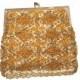 50's vintage gold beaded clutch hand made small evening purse by La Regale wedding party