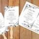 Diy Wedding Fan Program Template - DOWNLOAD Instantly - EDITABLE TEXT- Chic Bouquet (Black) 5 x 7 - Microsoft® Word Format
