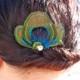 AMELIA in Blue Peacock Feather Hair Comb, Fascinator