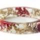 Real Dried Flower Jewelry- Resin Bangle- Tan Flower Bracelet- Tan Jewelry -Beige Resin Jewelry -Red Flower Jewelry