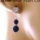 Lapis Blue Pearl CZ Earrings, Cubic Zirconia Blue Bridal Earrings: Wedding Jewelry, Special Occasion Earrings, Sterling Silver