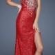 Red Long Beaded Sweetheart Prom Dress by La Femme 18456 Sale