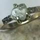 natural clear raw diamond ring, engagement ring, white gold and uncut diamond ring, rough diamond ring