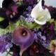 6 piece Wedding bouquet set real touch purple white calla lily bridal bouquets