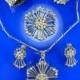 Occupied Japan Parure Vintage necklace bracelet chandelier earrings & 2 brooches Rhinestones  Birthday Wedding jewelry 1940's