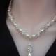 Pearl drop necklace ~ Bridal jewelry ~ Large sparkling crystal rhinestone fireballs ~ Swarovski pearl necklace ~ Brides necklace ~ HOLLY