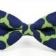 Green and Navy Merletto Fiesta pre-tied bowtie for Boys, Toddlers, Baby - adjustable strap/ classic clip on, wedding day, ring bearer