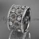 14k white gold diamond flower wedding ring, engagement ring ADLR232