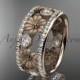 14k rose gold diamond flower wedding ring, engagement ring ADLR239