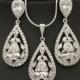 Crystal Bridal Jewelry Set Wedding Earrings and Necklace Set Cubic Zirconia Teardrops Bridal Jewelry