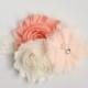 Shabby ivory, coral and light peach tulle headband-Baby Headband-Girl Headband-Women's Headband