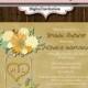 Floral Mason Jar Bridal Shower Invitation-Rustic-Wedding Shower-Orange-Mason Jar Invitation-Mason Jar-Kraft Paper