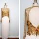 STUNNING Gold Beaded Wedding Dress by Naeem Khan and Lillie Rubin / Ivory and Gold Open Back Bridal Gown
