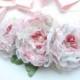 romantic roses, flowers satin sash, bridal sash, bridal belt, shabby chic, weddings accessories, pale pink ivory, bridesmaids belt