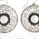 Filigree Coin 925 Sterling Silver Hook Earrings, Freshwater Pearl Hook Earrings, Wedding Jewelry