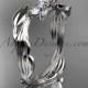Platinum diamond leaf and vine three stone ring ADLR247