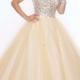 Ball Gown Sweetheart Natural Floor Length Sleeveless Beading Zipper Up Tulle Gold Prom / Homecoming / Evening Dresses By Paparazzi 93083