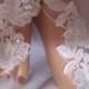 Beautiful Ivory Beaded Sequined Lace Barefoot Sandals, Ivory White Bottomless Sandals, Beach Bride Sandals, Beach Wedding Sandals, Foot Wear