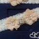 Wedding leg garter, Wedding accessoaries, Bridal accessoary, Champagne wedding garter, Chiffon Flower Rhinestone Lace Garters