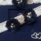 Wedding leg garter, Wedding accessoaries, Bridal accessoary, Dark blue wedding garter, Chiffon Flower Rhinestone Lace Garters