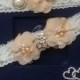 Wedding leg garter, Wedding accessoaries, Bridal accessoary, Champagne wedding garter, Chiffon Flower Rhinestone Lace Garters