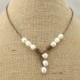 ETS-S181 freshwater pearl necklace,leather pearl necklace, pearl leather necklace, pearl and leather necklace, leather and pearl necklace