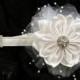 Wedding dog collar in white with removable flower and rhinestone slider XXS-M