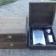 Engraved Cigar Box SET OF 5 with Flask & Shot Glass Set Rustic Wedding Personalized Bridal Party Groomsmen Gift