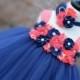 5%OFF navy and coral dress, navy and coral flower girl dress, navy and coral tutu dress, coral and navy flower girl dress