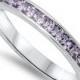 3MM 925 Sterling Silver Wedding Engagement Anniversary Half Eternity Channel Setting Princess Cut Purple Amethyst Band Ring Love Gift