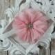 Pink ruffled flower white glitter headband -  Rhinestone headband - Baby headband - Shabby chic newborn headband