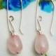 Roze quartz earrings, Serling silver earrings, pink earrings, wire wrapped earrings, quartz earrings, delicate earrings, bridesmaid earrings