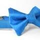Wedding Dog Collar and Bow Tie - Ocean Blue Silk With Metal Hardware - peacock blue, designer dog collar, matching leash